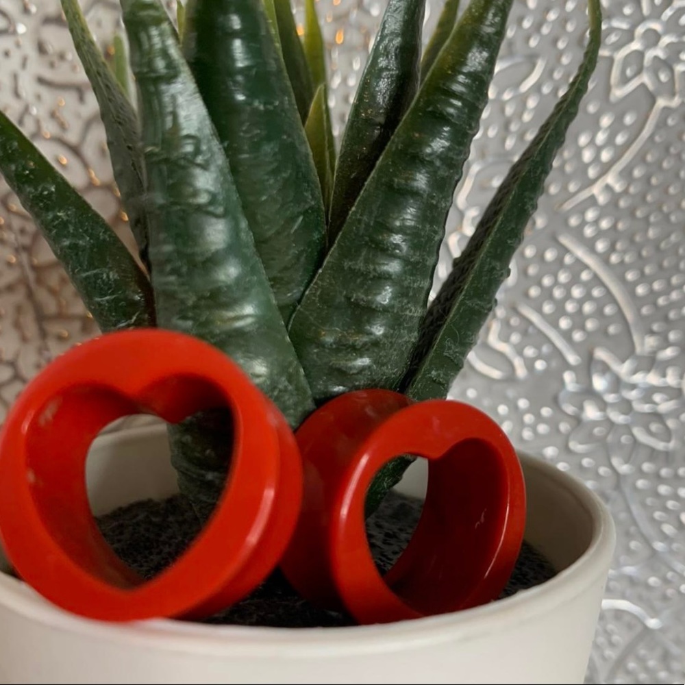 11/16th Gauged Earrings Urban Body Jewelry Red Hollow Heart Plugs NWOT